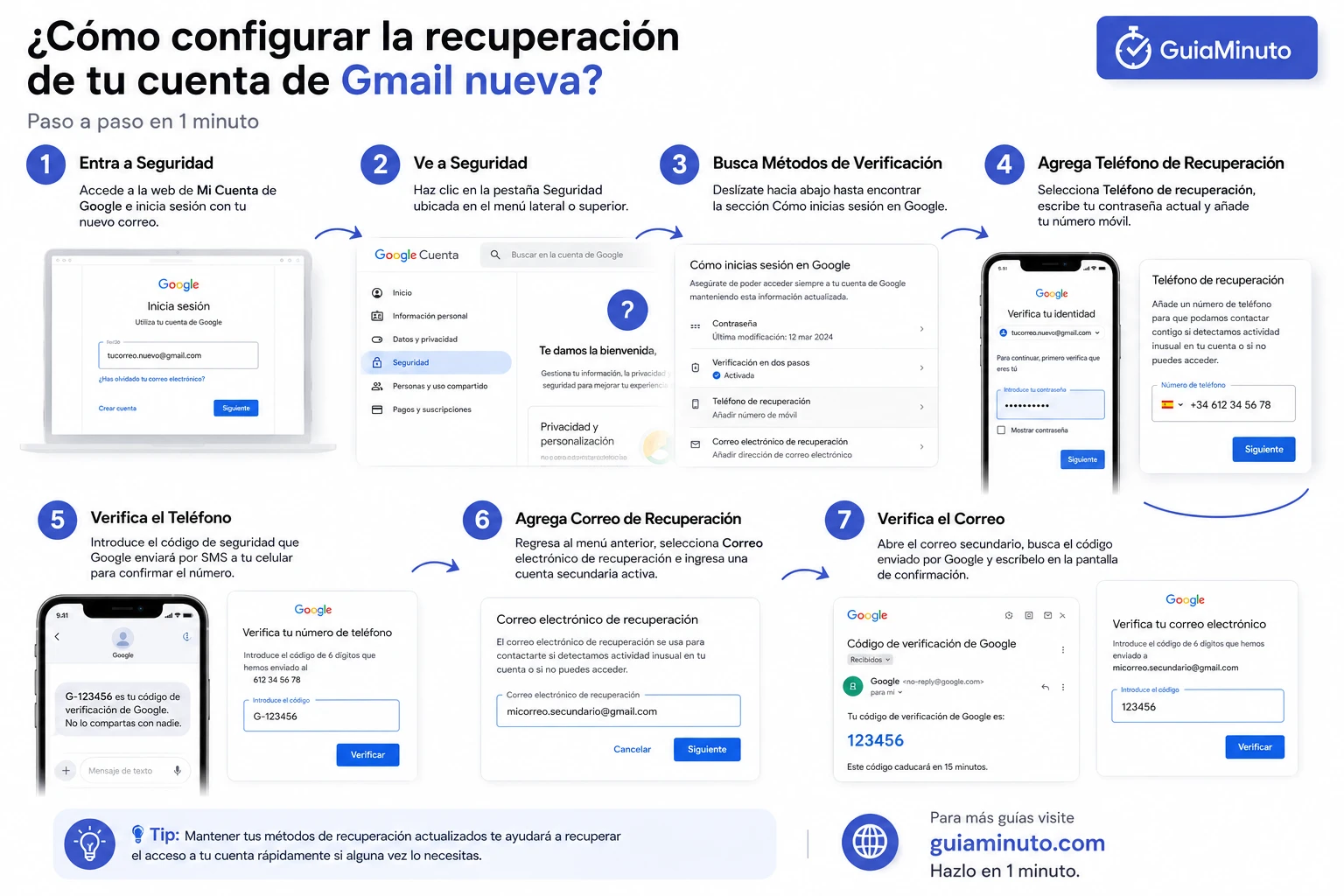 ¿Cómo configurar la recuperación de tu cuenta de Gmail nueva?