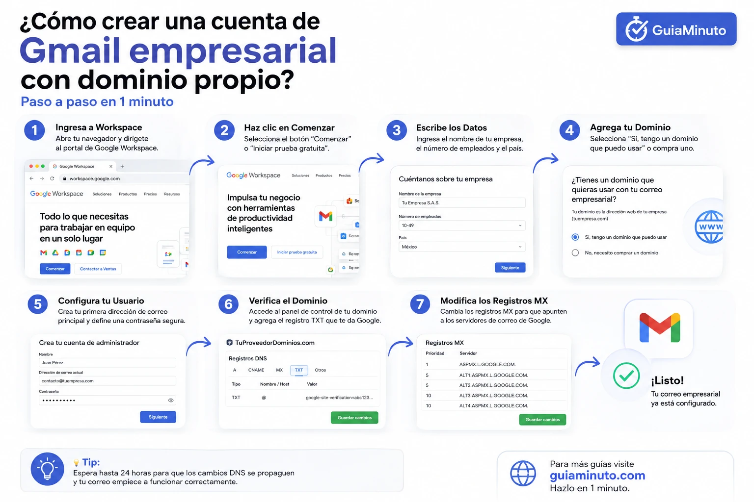 ¿Cómo crear una cuenta de Gmail empresarial con dominio propio?