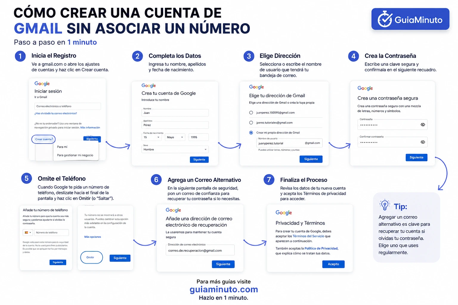 ¿Cómo crear una cuenta de Gmail sin asociar un número de teléfono?