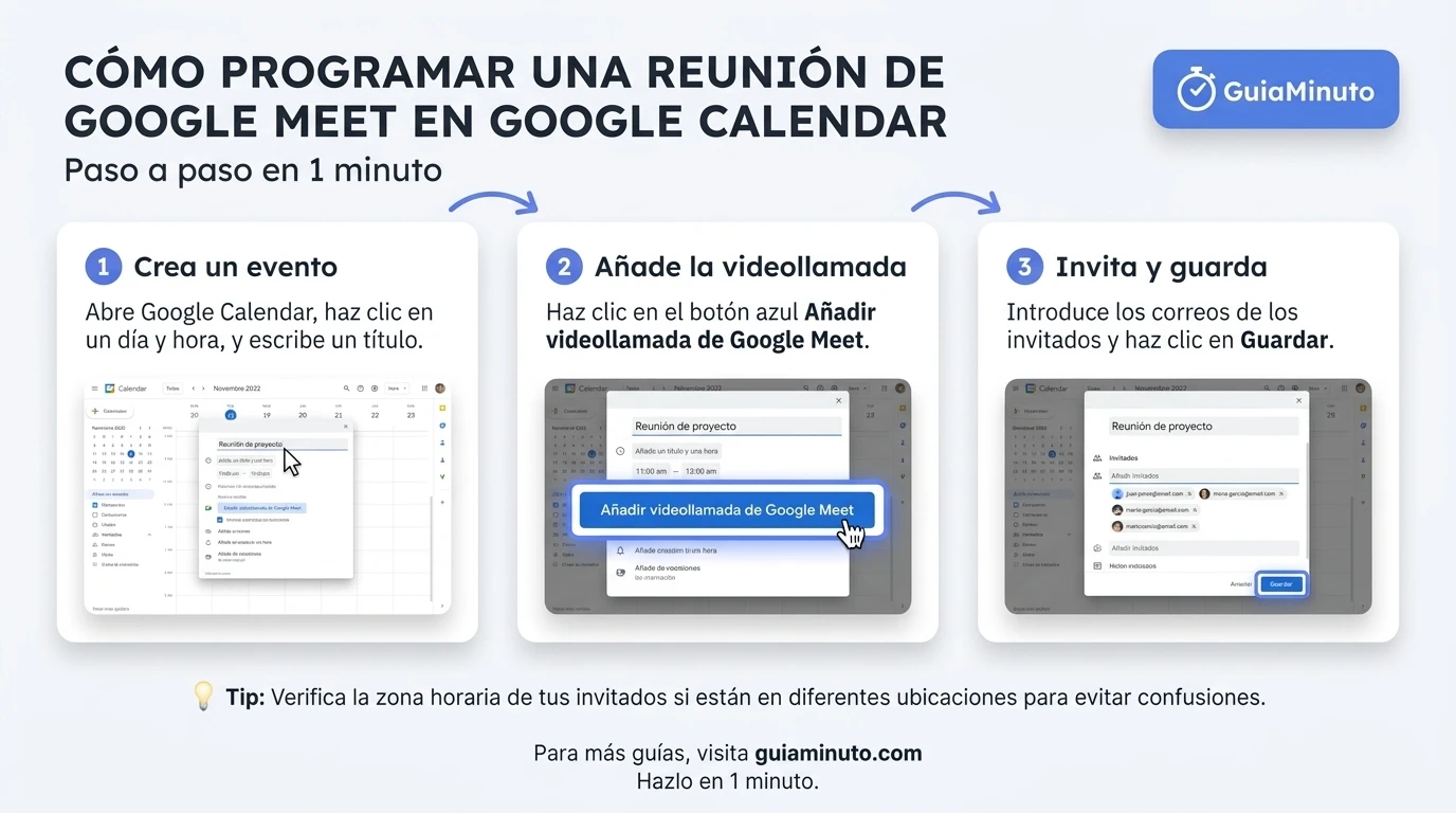 ¿Cómo programar una reunión de Google Meet en Google Calendar?